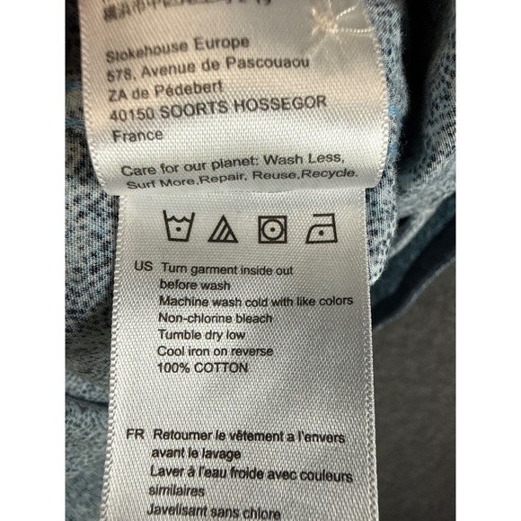 Vissla Button Down Shirt Blue Micro Print Long Sleeve Casual Mens Size S Hipster - Picture 10 of 11